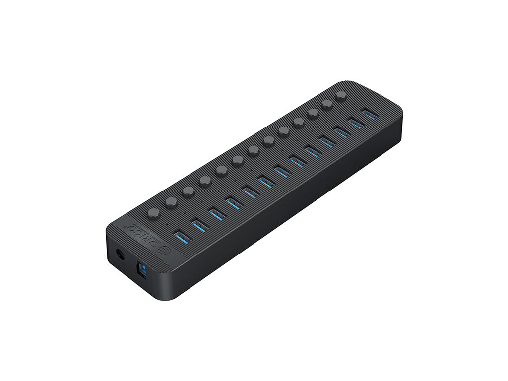 USB hub s 13 vhodi, USB 3.0, s stikali, zunanje napajanje, črn, ORICO CT2U3-13AB