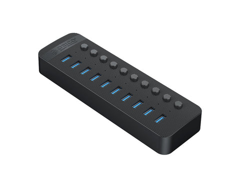 USB hub z 10 vhodi USB 3.0, s stikali, zunanje napajanje, črno, ORICO CT2U3-10AB