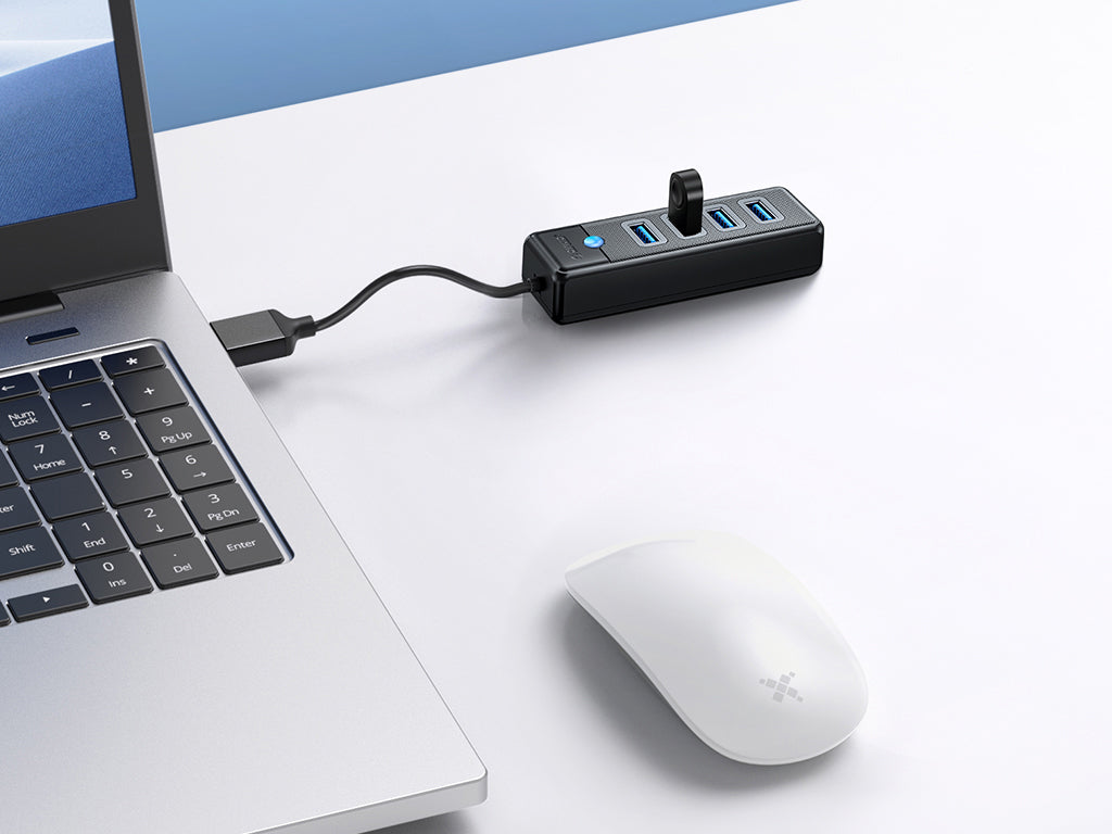 USB hub s 4 vhodi, USB 3.0, 0.15m, črn, ORICO PW4U-U3-015