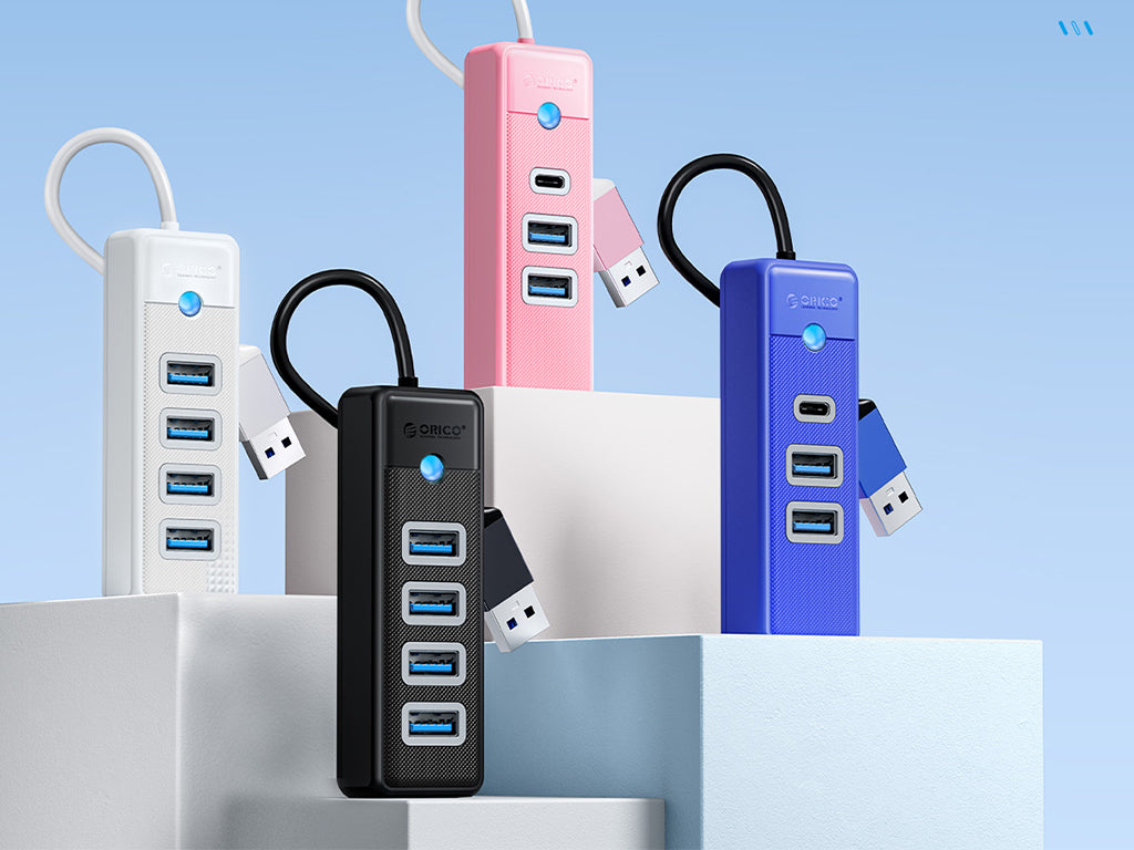 USB hub s 4 vhodi, USB 3.0, 0.15m, črn, ORICO PW4U-U3-015
