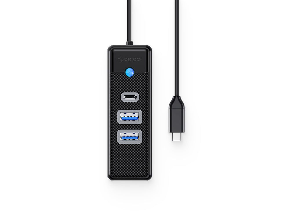 USB-C hub s 3 vhodi, 2x USB-A, 1x USB-C, USB 3.0, 0.15m, črn, ORICO PWC2U-C3-015