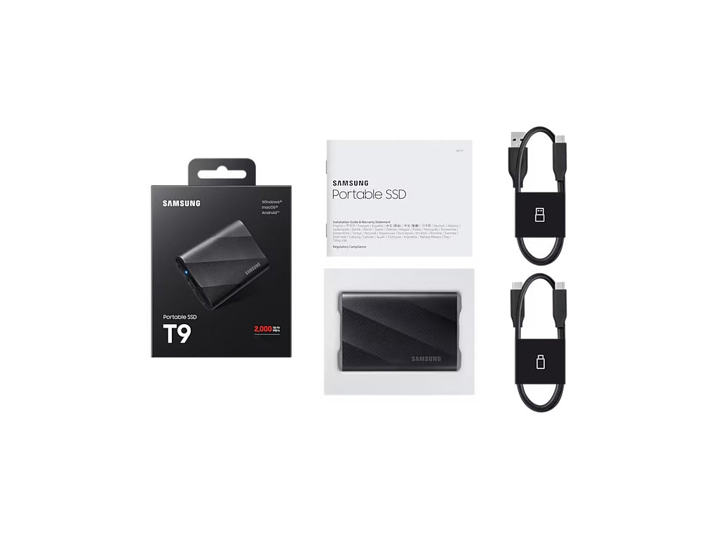 Zunanji SSD 2TB Type-C USB 3.2 Gen2x2 V-NAND UASP, Samsung T9, črn (MU-PG2T0B/EU)
