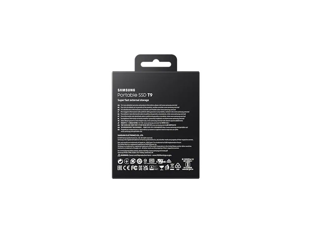 Zunanji SSD 1TB Type-C USB 3.2 Gen2x2 V-NAND UASP, Samsung T9, črn (MU-PG1T0B/EU)
