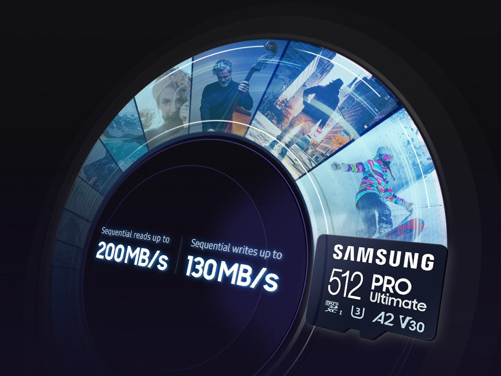 Spominska kartica Samsung PRO Ultimate, micro SDXC, 512GB, U3, V30, A2, UHS-I, z SD adapterjem
