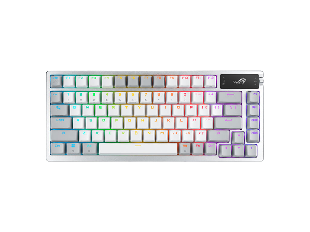 Tipkovnica ASUS ROG Azoth Wireless, ROG NX Snow, PBT, OLED, RGB, USB, US, bela