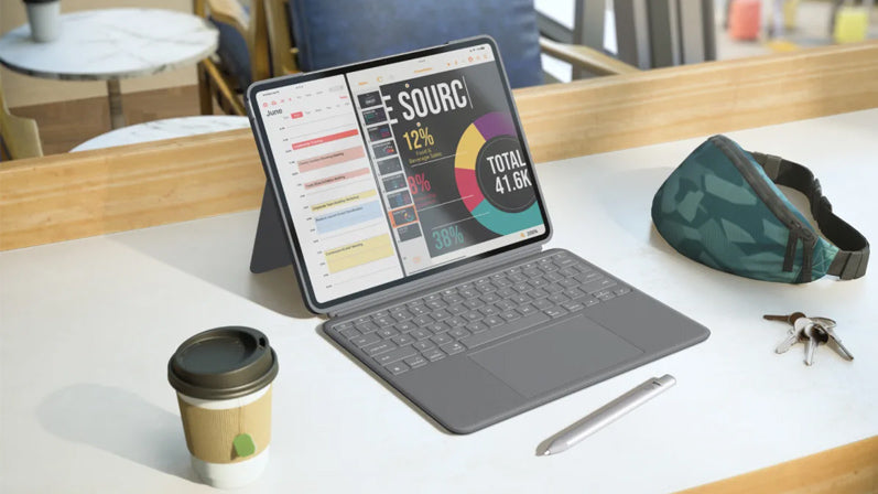Ovitek s tipkovnico Logitech Combo Touch za iPad Air 13", M2, M3, siv, Slo g.