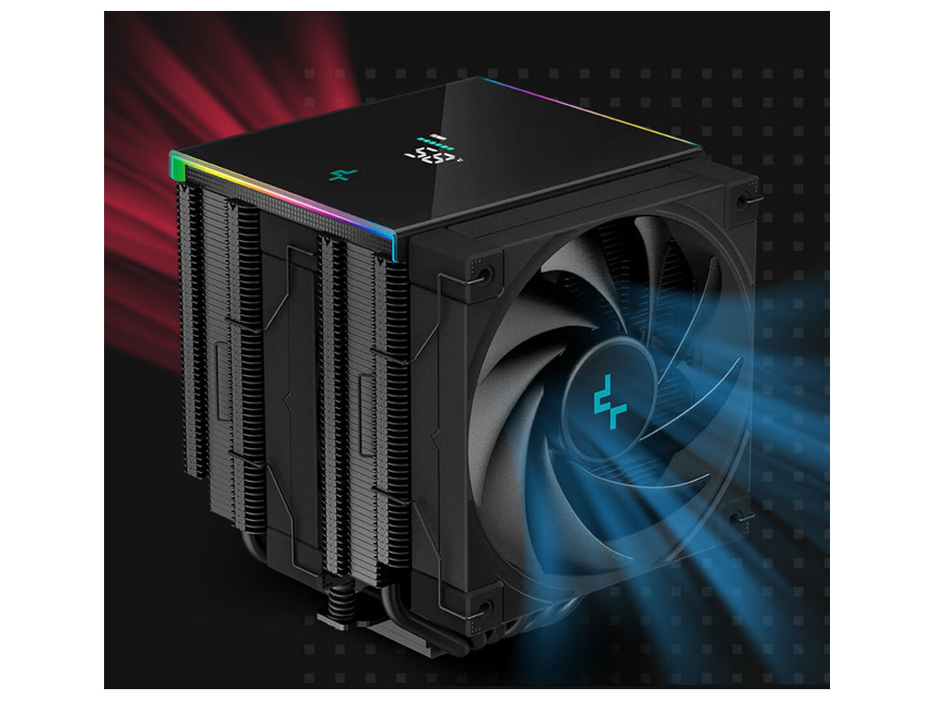 Hladilnik za procesor DeepCool AK620 DIGITAL, ARGB, 2x 120mm, 260W TDP, črn