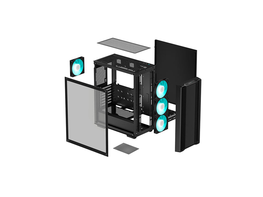 Računalniško ohišje DeepCool CC560 V2, ATX, LED, kaljeno steklo, črno