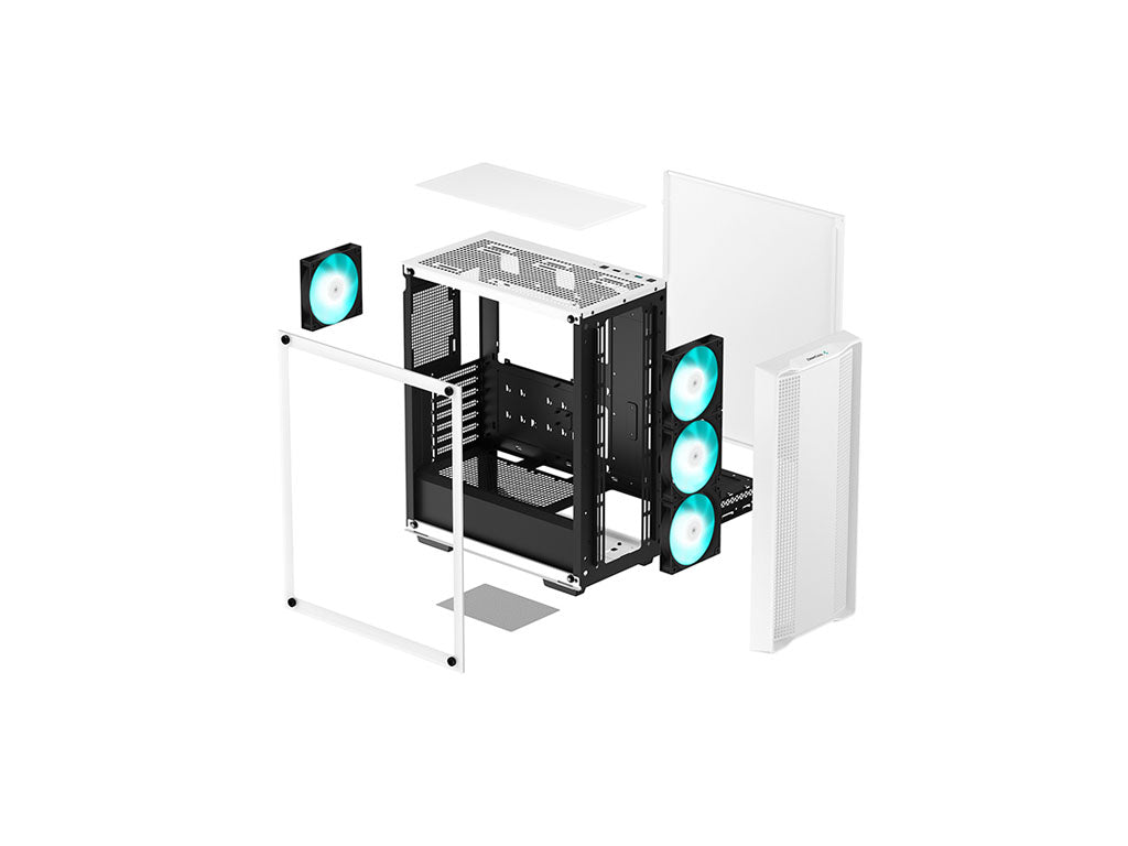 Računalniško ohišje DeepCool CC560 WH V2, ATX, LED, kaljeno steklo, belo