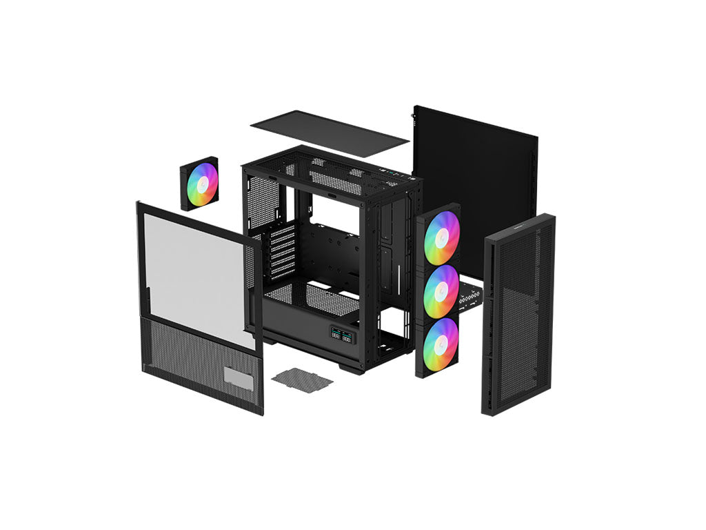 Računalniško ohišje DeepCool CH560 Digital, E-ATX, ARGB, LCD, kaljeno steklo, črno
