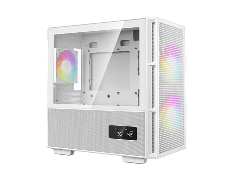Računalniško ohišje DeepCool CH360 Digital, Micro-ATX, ARGB, LCD, kaljeno steklo, belo