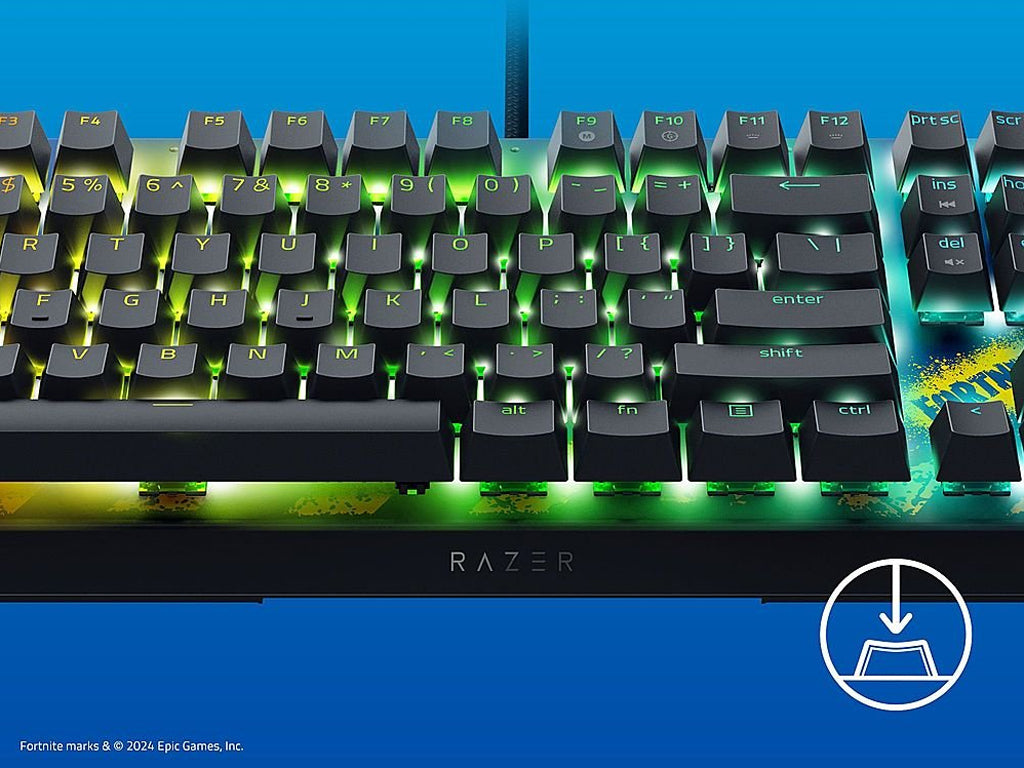 Tipkovnica Razer BlackWidow V4 X, rumena stikala, Fortnite Edition, US