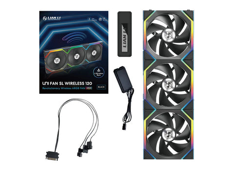 Ventilator za ohišje Lian Li UNI FAN SL Wireless 120 ARGB PWM 120mm, 3 Pack + kontroller, črn