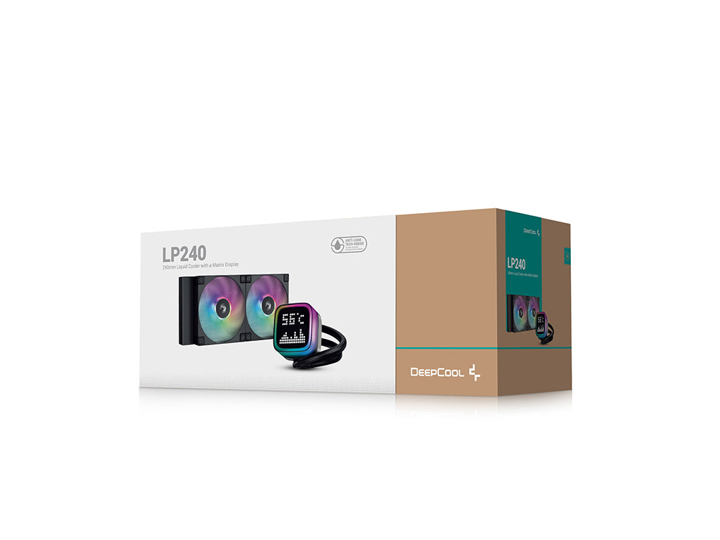 Komplet za tekočinsko hlajenje AIO Liquid Cooler DeepCool LP240, 240mm, Matrix, ARGB, črn