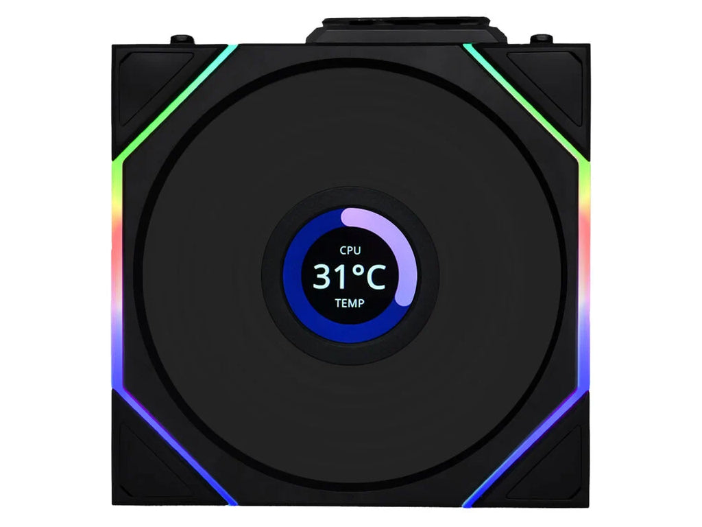 Ventilator za ohišje Lian Li UNI FAN TL Wireless LCD 120 Reverse Blade ARGB PWM 120mm, črn