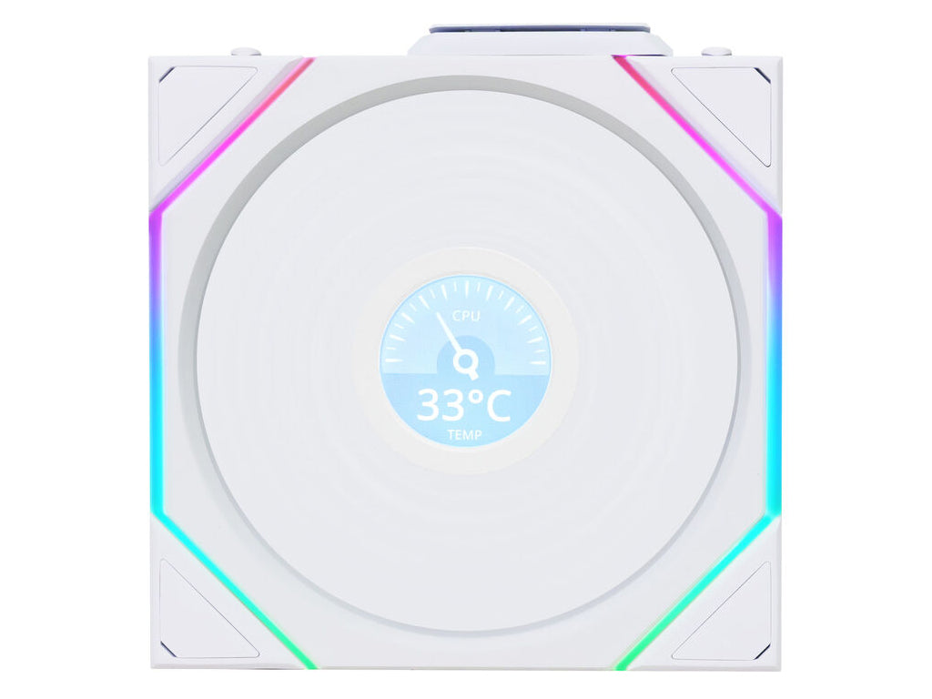 Ventilator za ohišje Lian Li UNI FAN TL Wireless LCD 120 Reverse Blade ARGB PWM 120mm, bel