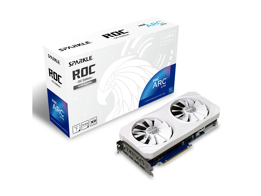 Grafična kartica Intel ARC A770 ROC Luna OC Edition, 16GB GDDR6, PCIe 4.0 x16, 3x DisplayPort, 1x HDMI, Sparkle