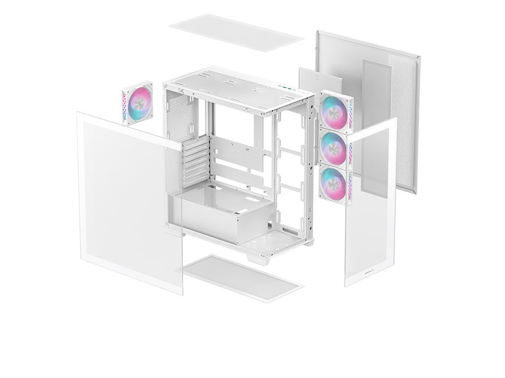 Računalniško ohišje DeepCool CG580 4F, ATX, Midi-Tower, kaljeno steklo, belo