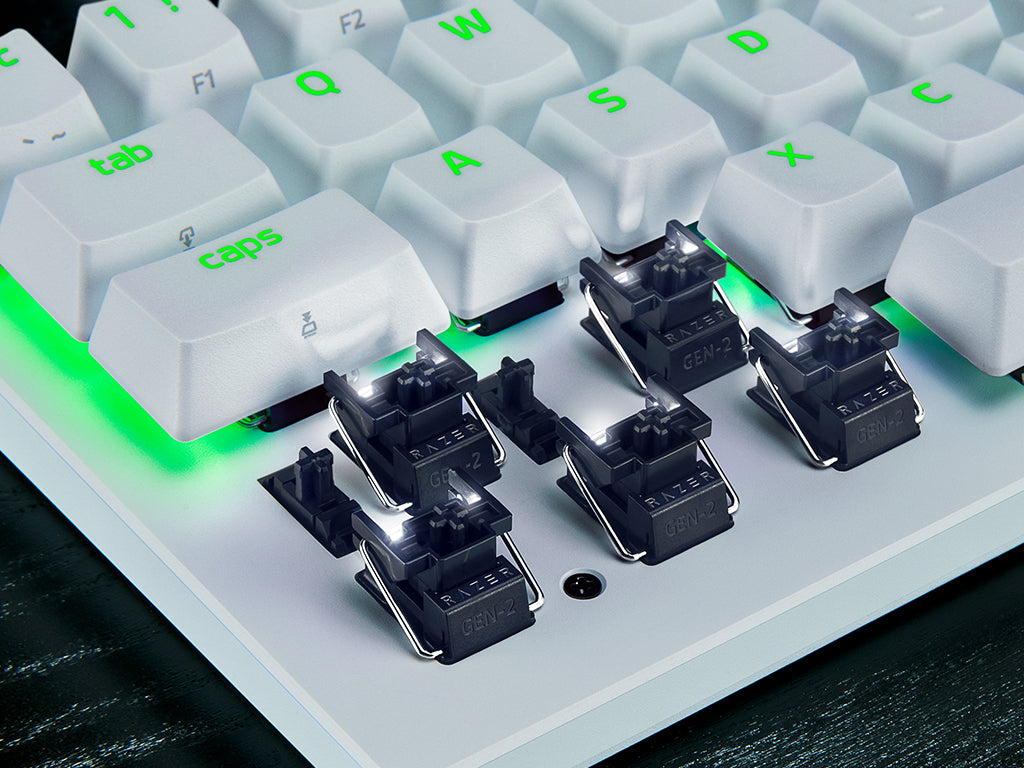 Tipkovnica Razer Huntsman V3 Pro Mini, Bela, RGB, PBT, Analogna stikala Gen2, SLO g.