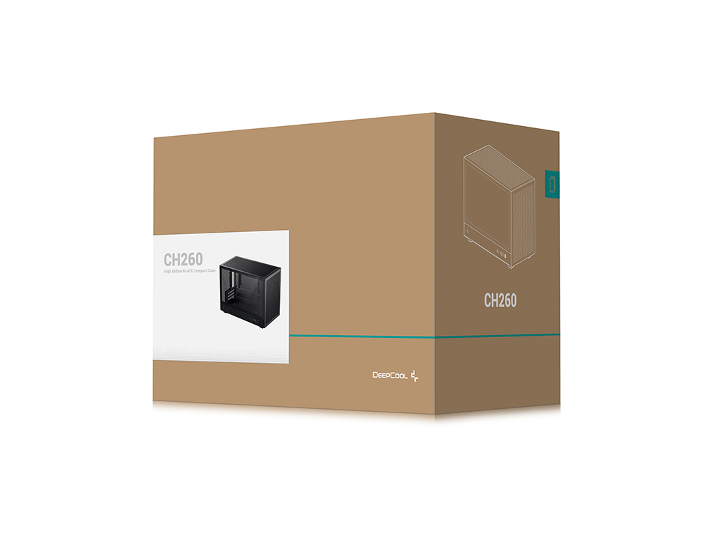Računalniško ohišje DeepCool CH260, Micro-ATX, kajeno steklo, črno