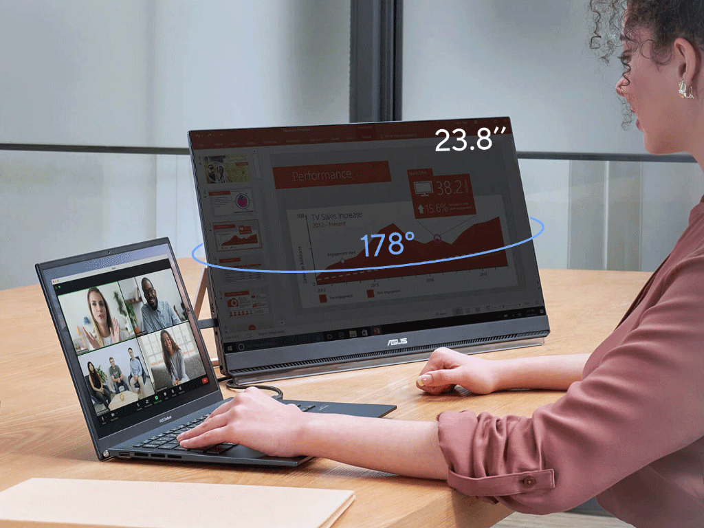 Prenosni monitor 23.8'' (60 cm) FullHD IPS, 75Hz, HDMI, USB-C, zvočniki, ASUS ZenScreen MB249C