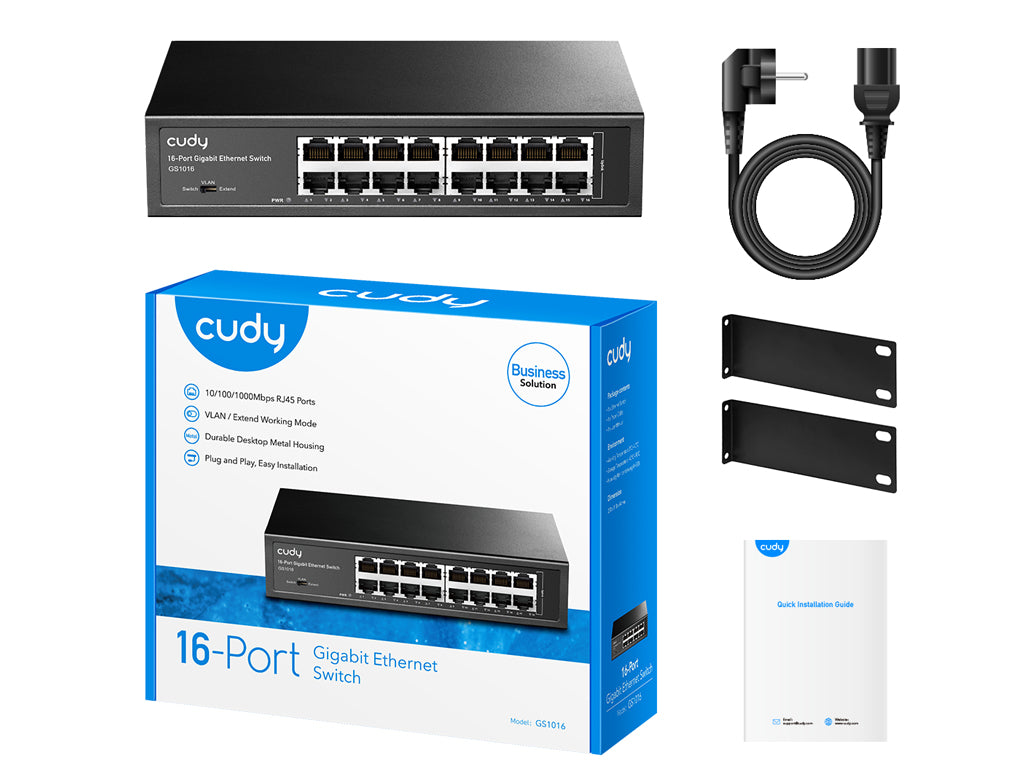 Switch CUDY GS1016, 16-Port, Gigabit, Unmanaged 