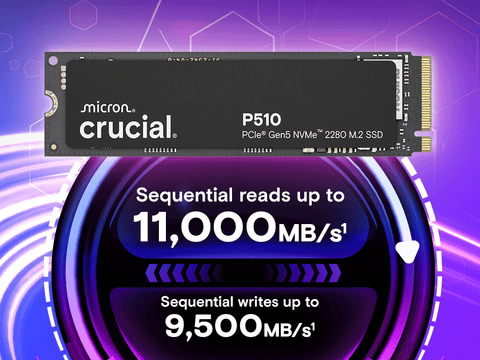 SSD 1TB M.2 80mm PCI-e 5.0 x4 NVMe, CRUCIAL P510 (CT1000P510SSD8)
