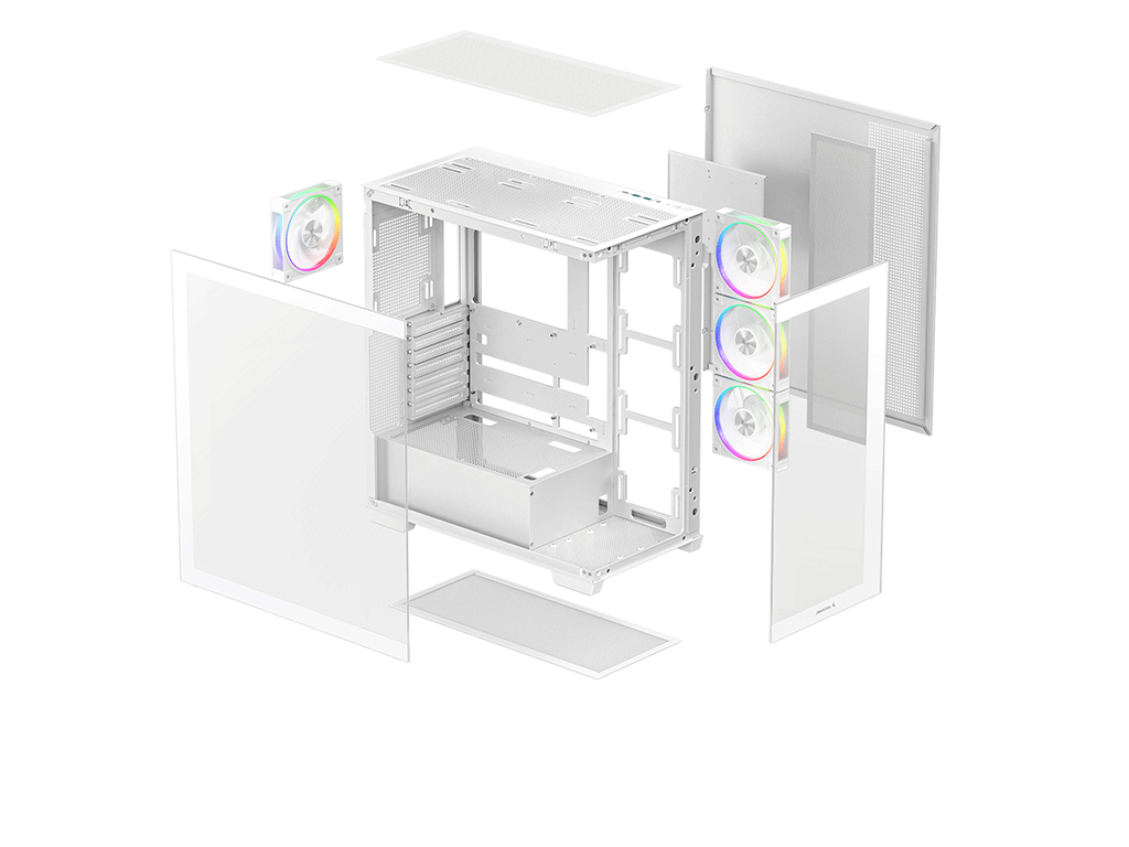 Računalniško ohišje DeepCool CG580 4F WH V2, ATX, Midi-Tower, Kaljeno steklo, belo