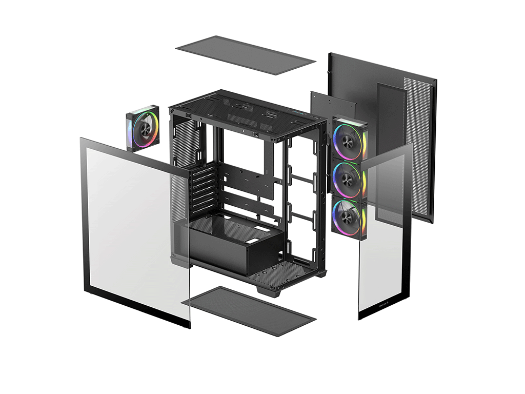 Računalniško ohišje DeepCool CG580 4F V2, ATX, Midi-Tower, Kaljeno steklo, črno