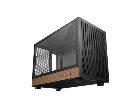 Računalniško ohišje DeepCool CH260 WOOD, Micro-ATX, kaljeno steklo, črno