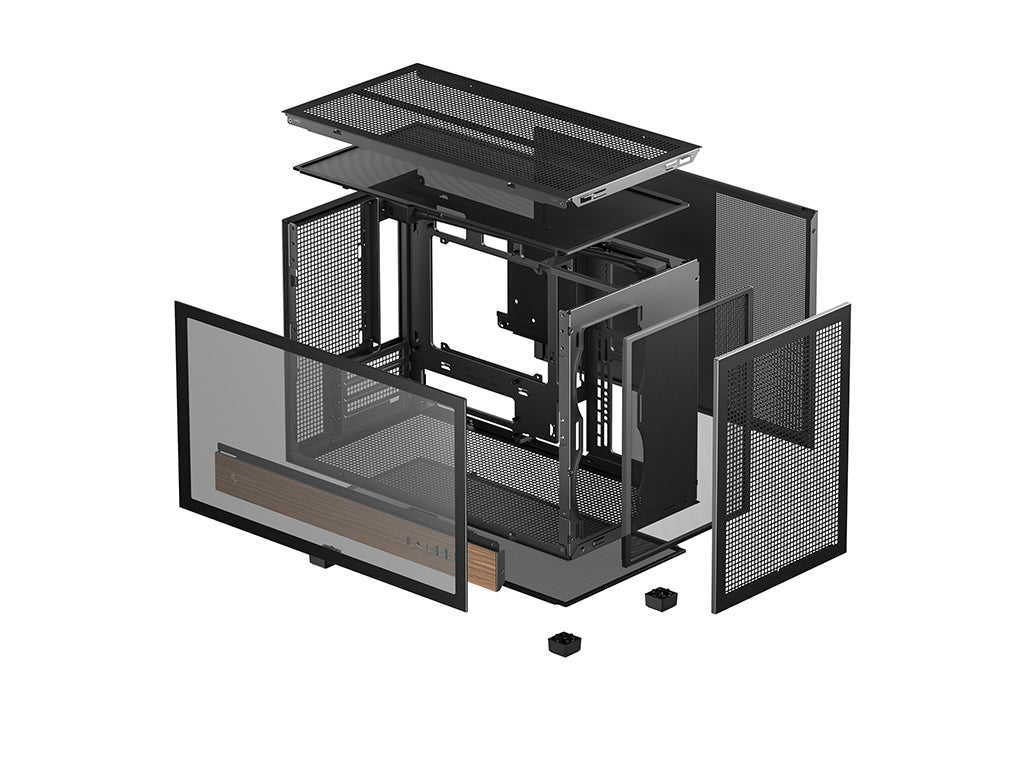 Računalniško ohišje DeepCool CH260 WOOD, Micro-ATX, kaljeno steklo, črno