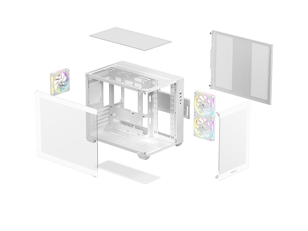 Računalniško ohišje DeepCool CG330 3F WH, micro-ATX, kaljeno steklo, belo