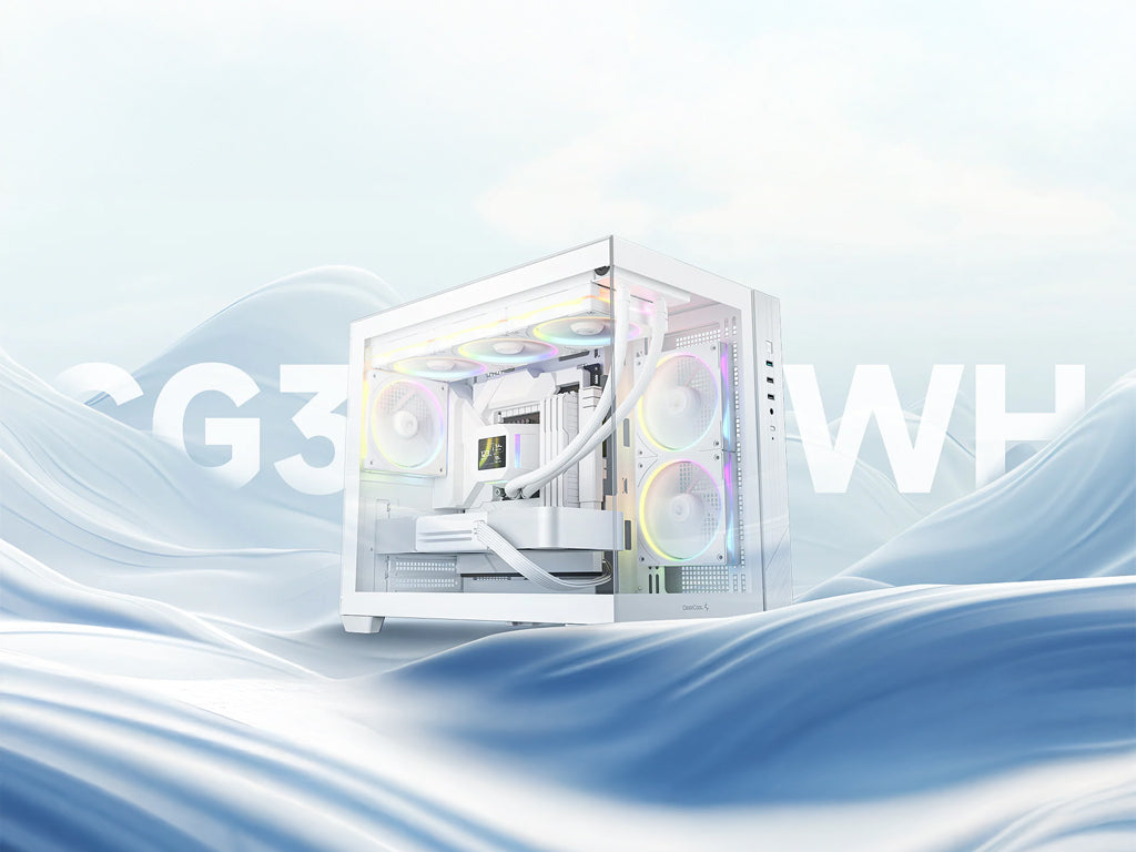 Računalniško ohišje DeepCool CG330 3F WH, micro-ATX, kaljeno steklo, belo