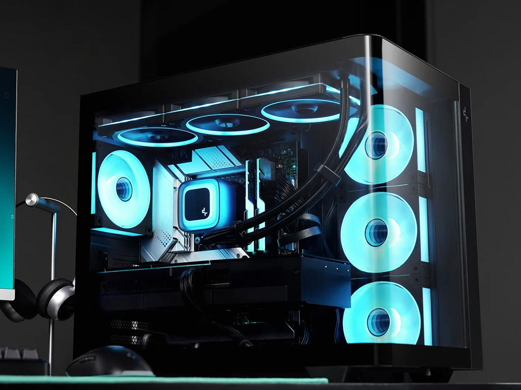 Računalniško ohišje DeepCool CG530U 4F, ATX, Midi-Tower, ARGB, ukrivljeno steklo, črno