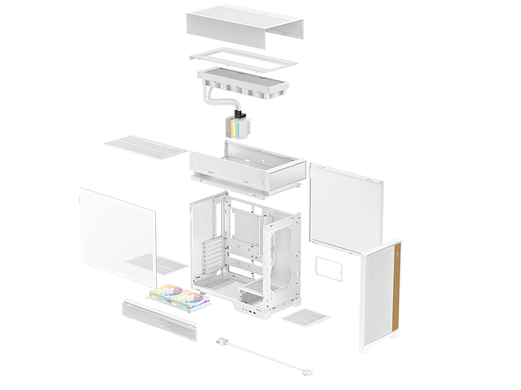 Računalniško ohišje DeepCool CL6600 WH, AIO 360mm, ATX, Midi-Tower, ARGB, kaljeno steklo, belo