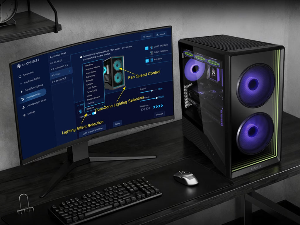 Računalniško ohišje Lian Li Vector V150 INF, Micro-ATX, kaljeno steklo, črno