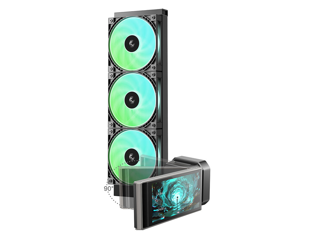 Komplet za tekočinsko hlajenje AIO Liquid Cooler DeepCool LT360 VISION, 360mm, LCD, ARGB, črn