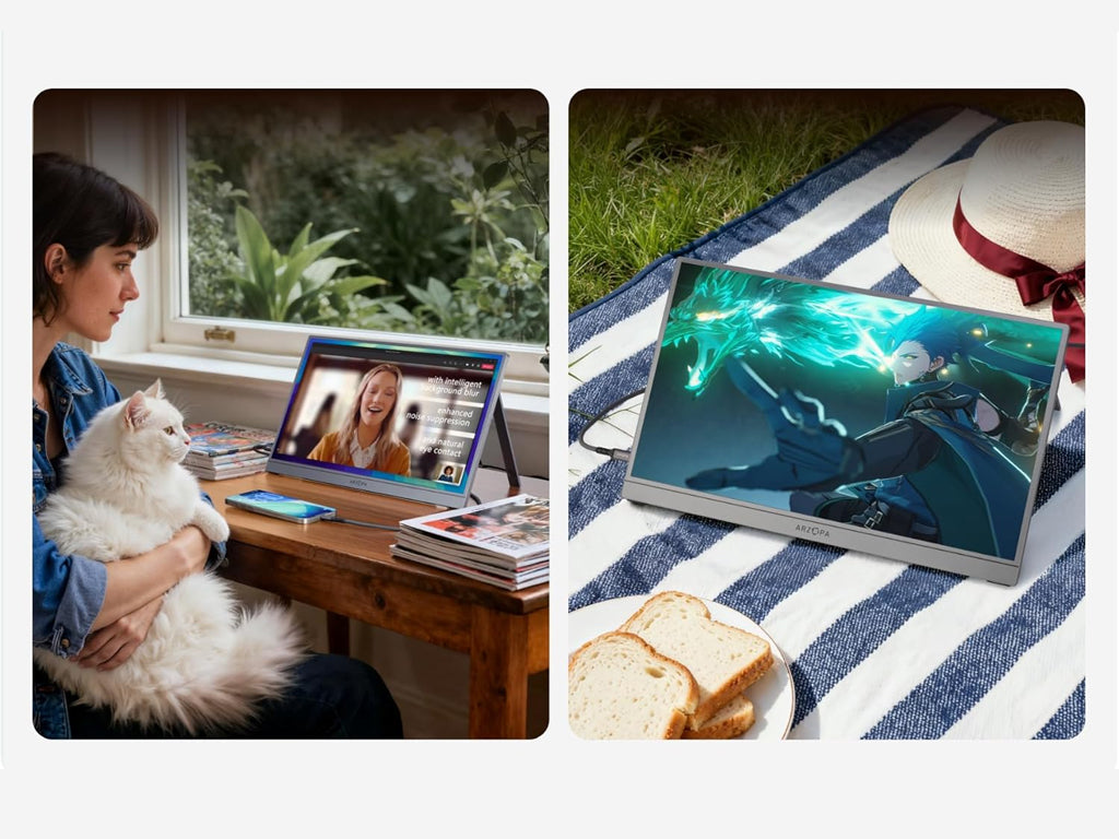 Prenosni monitor 17.3'' (44 cm) FullHD, IPS, 60Hz, mHDMI, USB-C, zvočniki, ARZOPA Z1C Plus, siv