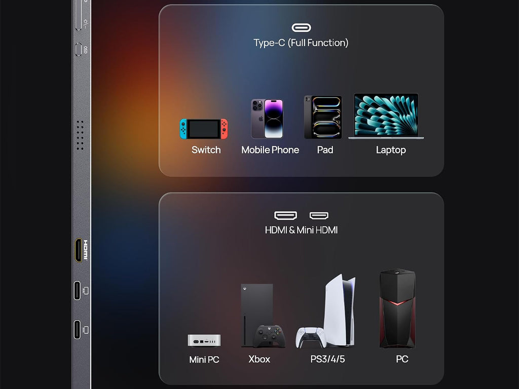 Prenosni monitor 16.1'' (41 cm) FullHD, IPS, 60Hz, mHDMI, USB-C, zvočniki, ARZOPA Z1C, siv