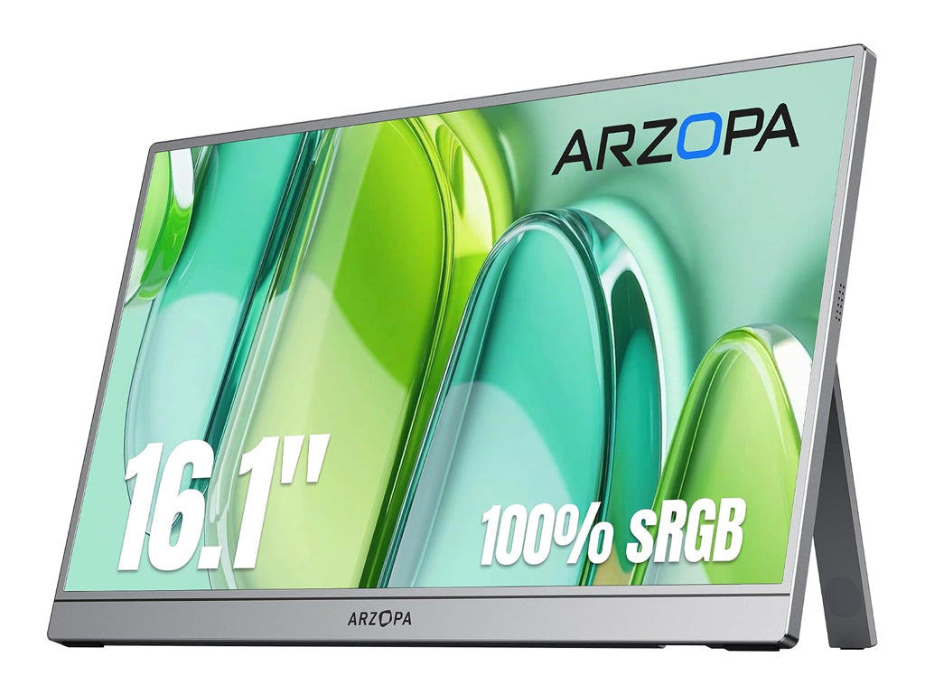 Prenosni monitor 16.1'' (41 cm) FullHD, IPS, 60Hz, mHDMI, USB-C, zvočniki, ARZOPA Z1C, siv