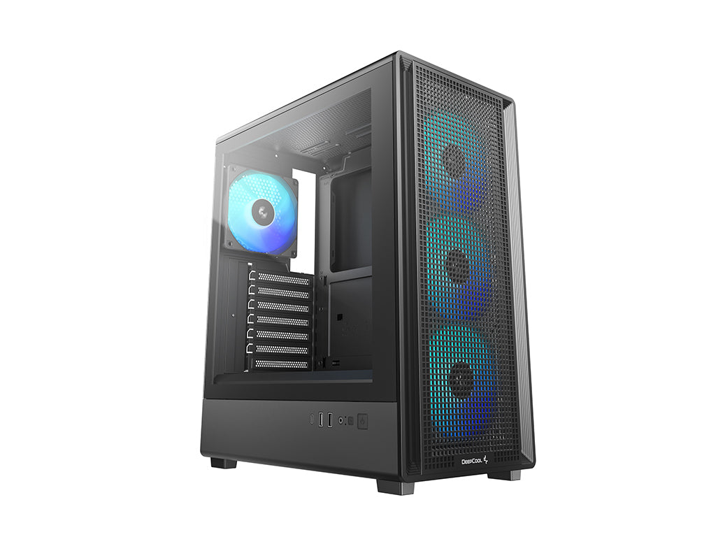 Računalniško ohišje DeepCool CC550 4F, ATX, Midi-Tower, ARGB, kaljeno steklo, črno