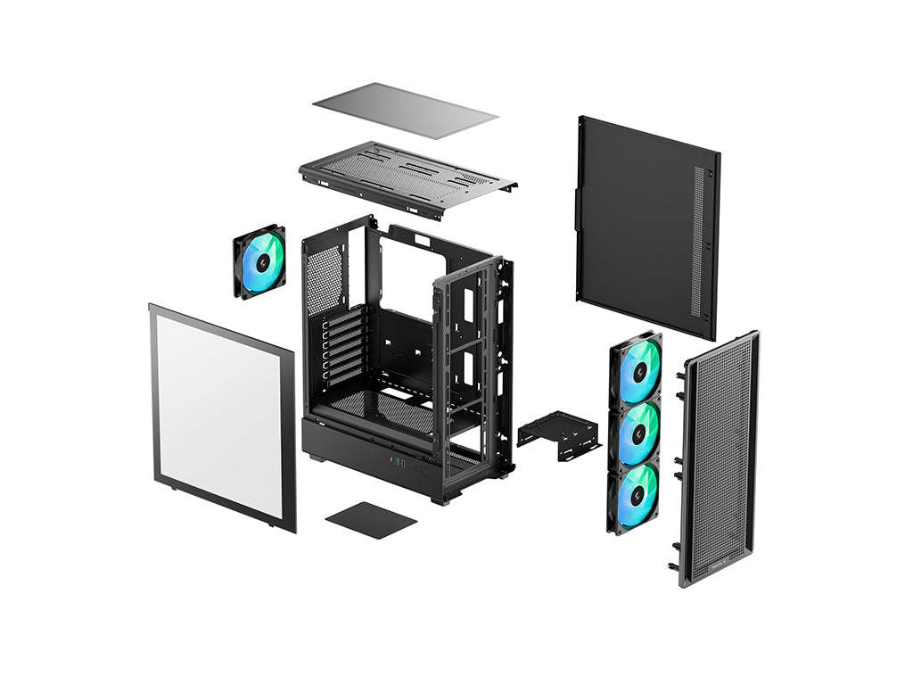 Računalniško ohišje DeepCool CC550 4F, ATX, Midi-Tower, ARGB, kaljeno steklo, črno