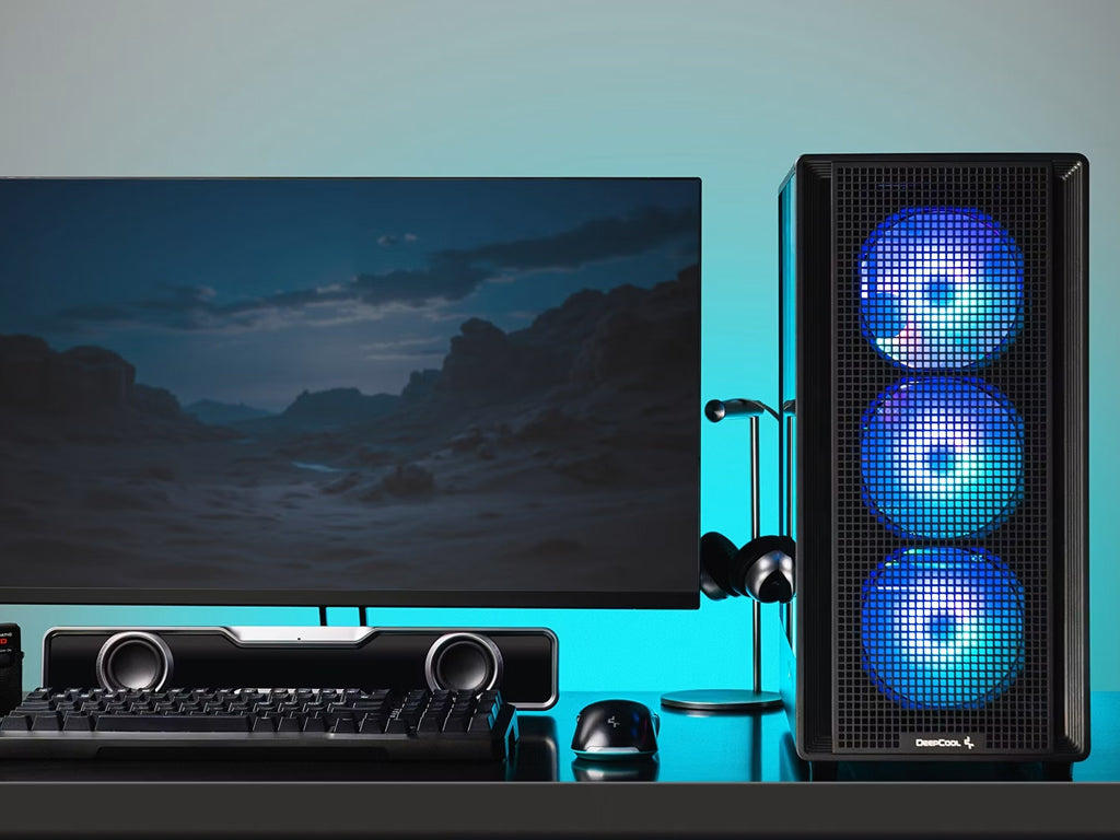 Računalniško ohišje DeepCool CC550 4F, ATX, Midi-Tower, ARGB, kaljeno steklo, črno