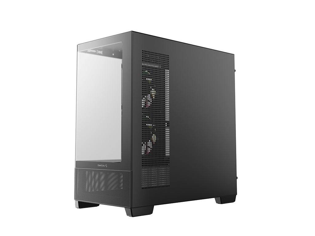 Računalniško ohišje DeepCool CG380U 3F, micro-ATX, ARGB, ukrivljeno kaljeno steklo, črno