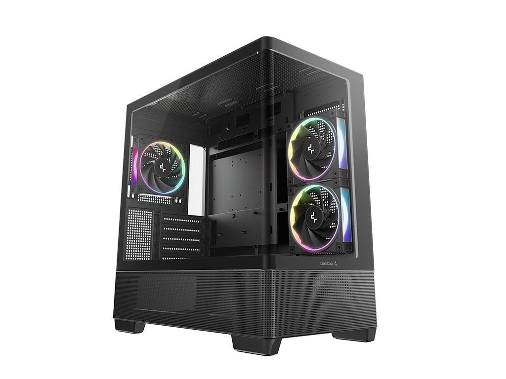 Računalniško ohišje DeepCool CG380U 3F, micro-ATX, ARGB, ukrivljeno kaljeno steklo, črno
