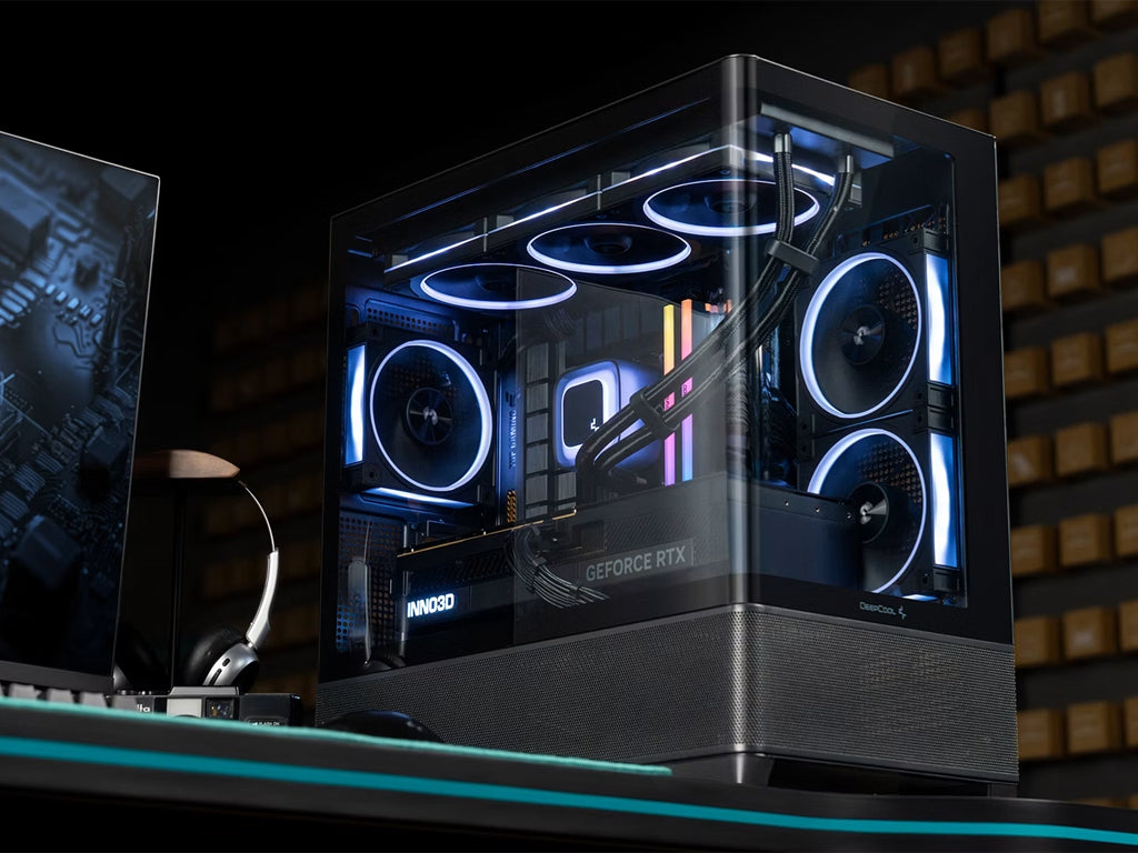Računalniško ohišje DeepCool CG380U 3F, micro-ATX, ARGB, ukrivljeno kaljeno steklo, črno