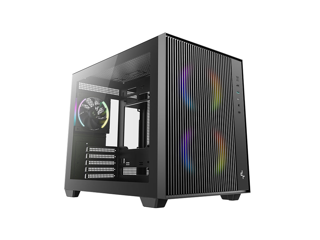Računalniško ohišje DeepCool CG330 MESH 3F, micro-ATX, ARGB, kaljeno steklo, črno
