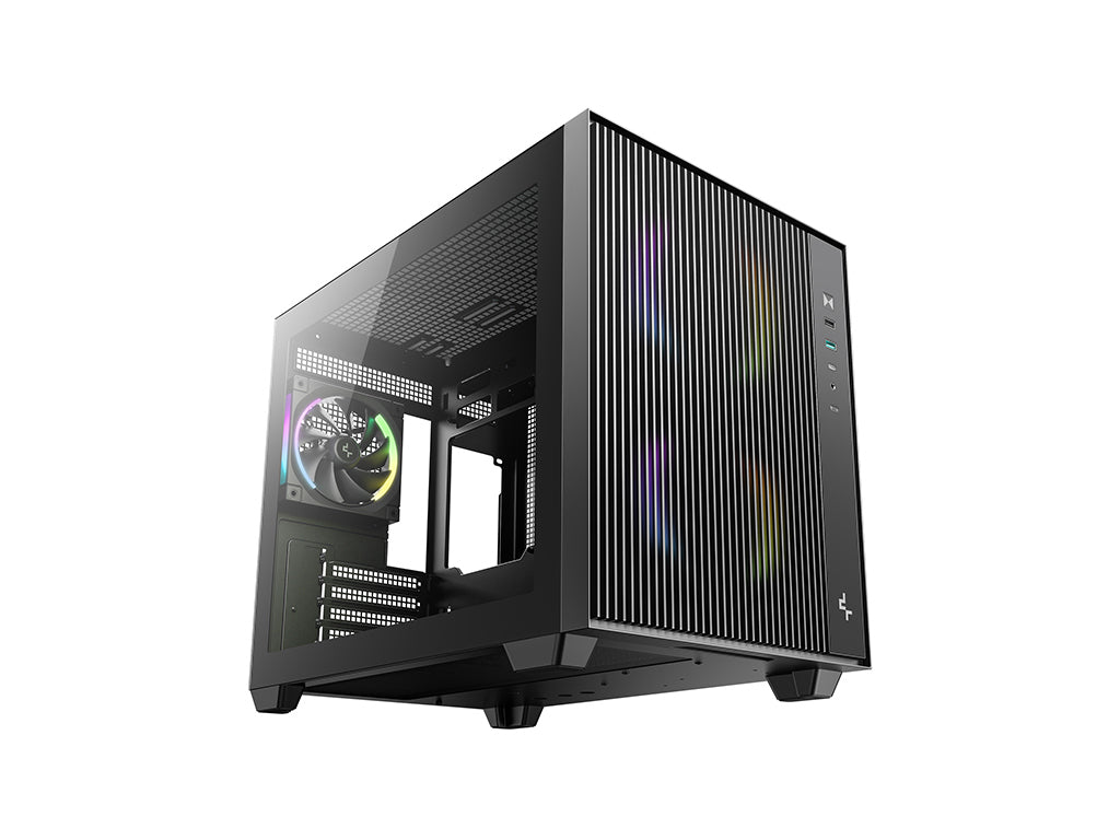 Računalniško ohišje DeepCool CG330 MESH 3F, micro-ATX, ARGB, kaljeno steklo, črno