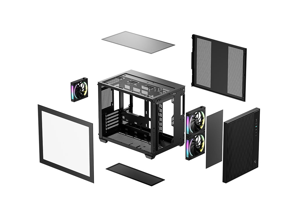 Računalniško ohišje DeepCool CG330 MESH 3F, micro-ATX, ARGB, kaljeno steklo, črno