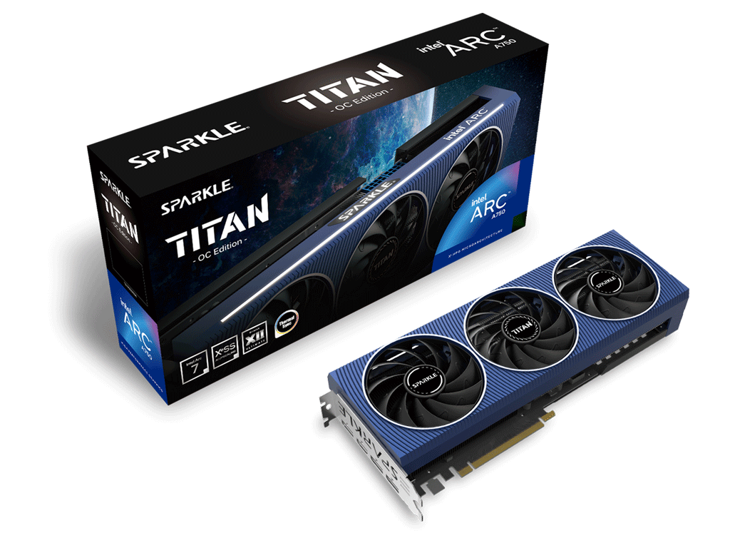 Grafična kartica Intel ARC A750 TITAN OC Edition, 8GB GDDR6, PCIe 4.0 x16, 3xDP, 1xHDMI, Sparkle
